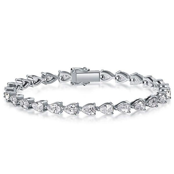 Pear Cut Tennis Bracelet - Sterling Silver, CZ, 6-9 Inches