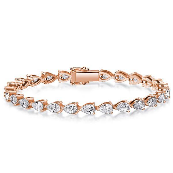 Pear Cut Tennis Bracelet - Sterling Silver, CZ, 6-9 Inches