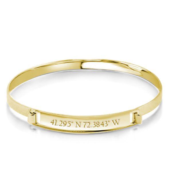 Personalized Coordinate Bangle - 18K Gold Plated Sterling Silver Bracelet