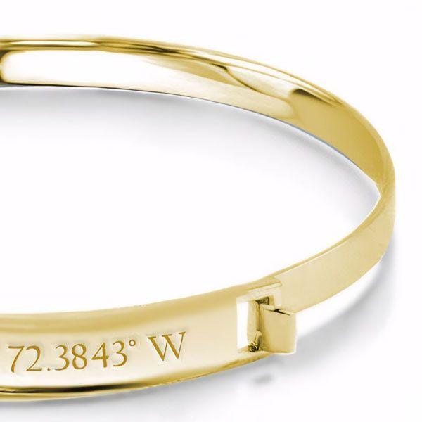 Personalized Coordinate Bangle - 18K Gold Plated Sterling Silver Bracelet
