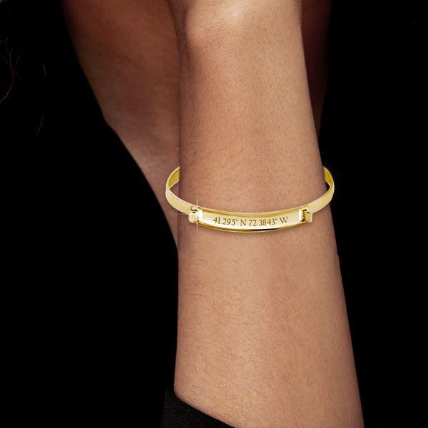 Personalized Coordinate Bangle - 18K Gold Plated Sterling Silver Bracelet