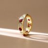 Eternity Wedding Band Flush Setting White and Ruby Stones Sterling Silver