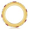 Eternity Wedding Band Flush Setting White and Ruby Stones Sterling Silver