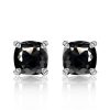 Cushion Cut Black Stud Earrings for Women in 925 Sterling Silver