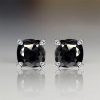 Cushion Cut Black Stud Earrings for Women in 925 Sterling Silver