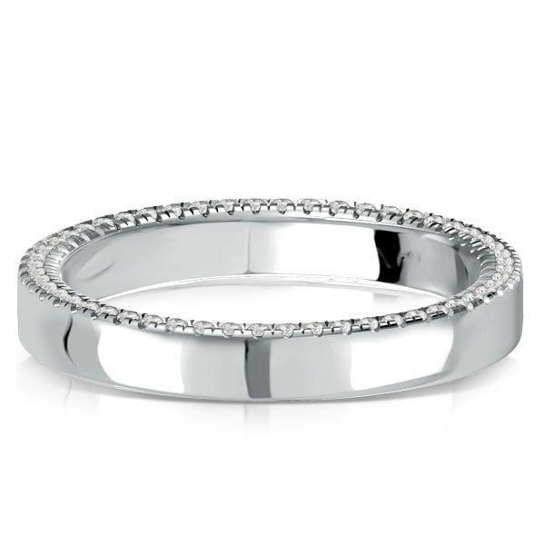 Pave White Sapphire Wedding Band - Sterling Silver Anniversary Ring for Women