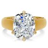 Cushion Cut Engagement Ring with Hidden Halo Setting in 18K Gold Plated Sterling Silver