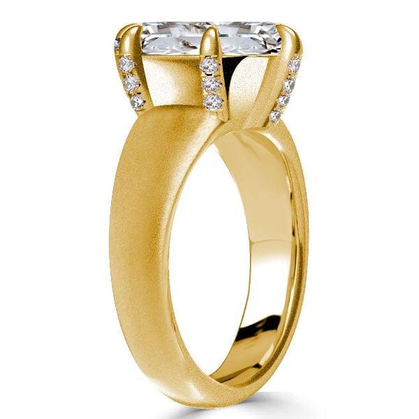 Cushion Cut Engagement Ring with Hidden Halo Setting in 18K Gold Plated Sterling Silver