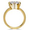 Cushion Cut Engagement Ring with Hidden Halo Setting in 18K Gold Plated Sterling Silver