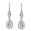 Halo Pear & Marquise Drop Earrings - Sterling Silver, 3.05 CT CZ