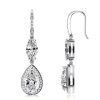 Halo Pear & Marquise Drop Earrings - Sterling Silver, 3.05 CT CZ