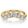 Golden Chevron Wedding Band - Five Stone Round Cut - 18K Gold Plated Sterling Silver
