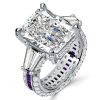 Radiant Cut Amethyst Ring - 925 Sterling Silver Wedding Band for Women