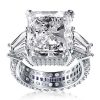 Radiant Cut Amethyst Ring - 925 Sterling Silver Wedding Band for Women