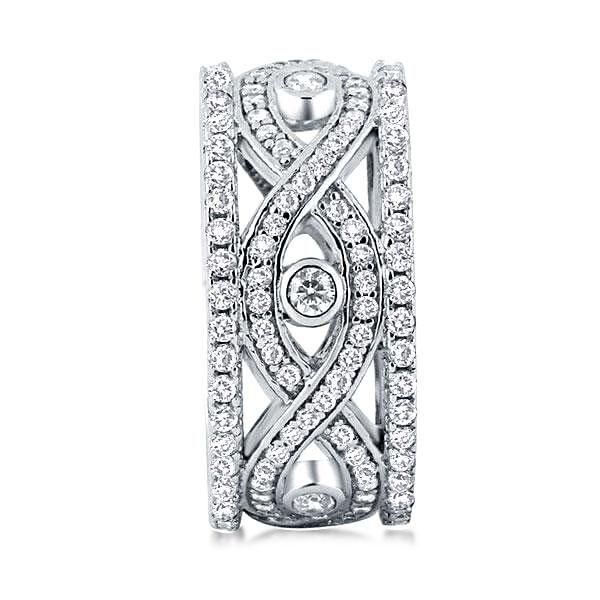Intertwined White Sapphire Wedding Band - Sterling Silver