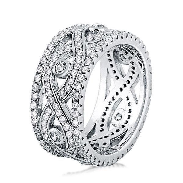 Intertwined White Sapphire Wedding Band - Sterling Silver