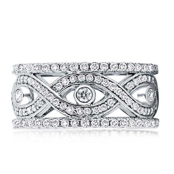 Intertwined White Sapphire Wedding Band - Sterling Silver