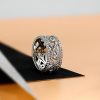 Intertwined White Sapphire Wedding Band - Sterling Silver