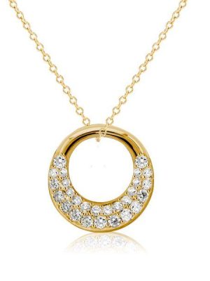 Sterling Silver Pave Interlink Pendant Necklace - Choice of Length & Finish