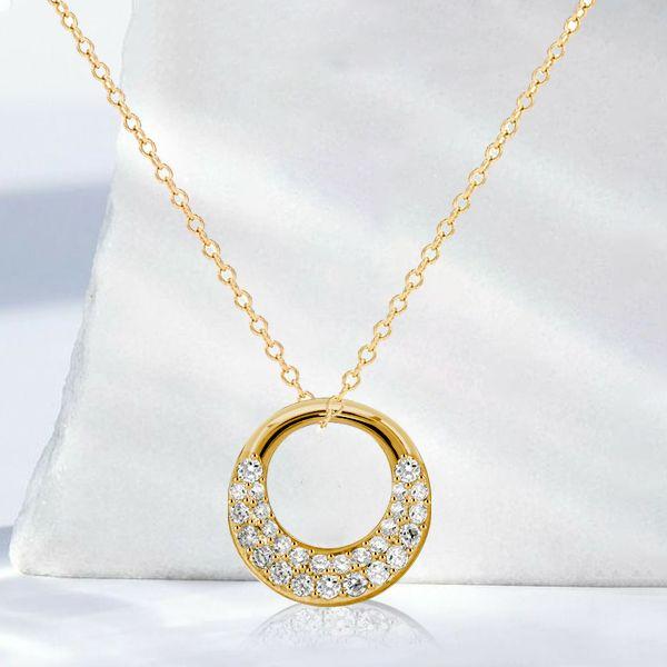 Sterling Silver Pave Interlink Pendant Necklace - Choice of Length & Finish
