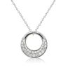 Sterling Silver Pave Interlink Pendant Necklace - Choice of Length & Finish