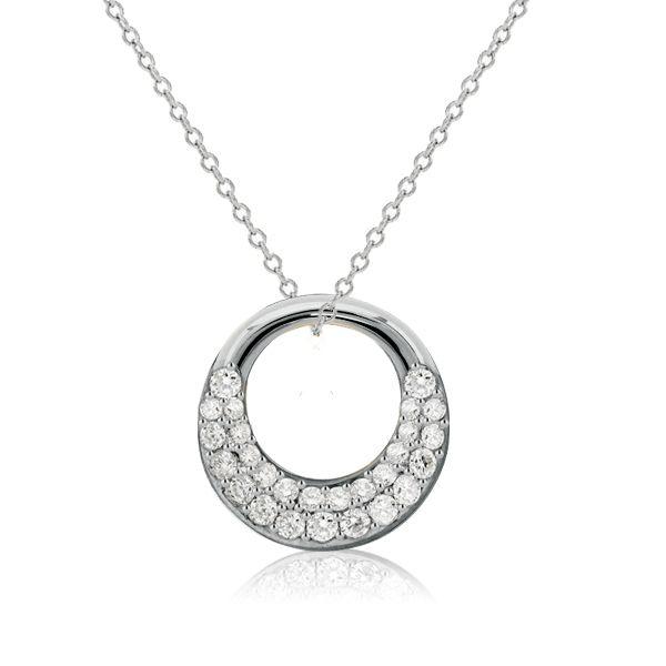 Sterling Silver Pave Interlink Pendant Necklace - Choice of Length & Finish