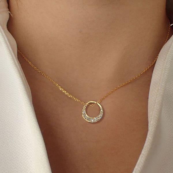 Sterling Silver Pave Interlink Pendant Necklace - Choice of Length & Finish