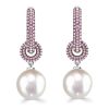 Pink Sapphire & Pearl Drop Earrings - 925 Sterling Silver, Elegant Bridal Jewelry