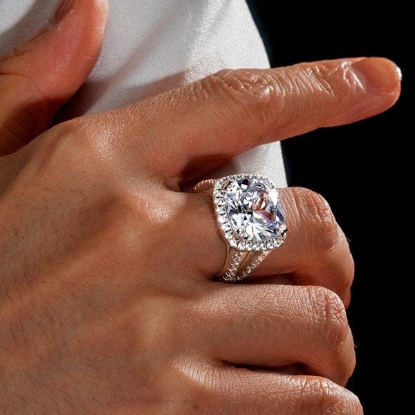 8.00 CT. Center Stone Engagement and Wedding Ring Set in Rhodium Plated Sterling Silver