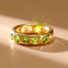 Flush Setting Peridot Wedding Band Anniversary Ring in Sterling Silver