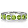 Flush Setting Peridot Wedding Band Anniversary Ring in Sterling Silver