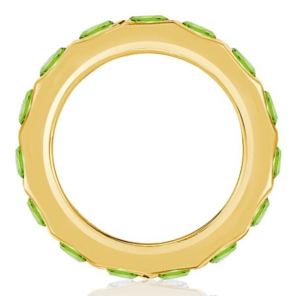Flush Setting Peridot Wedding Band Anniversary Ring in Sterling Silver