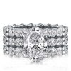 Eternity White Sapphire Wedding Ring Set - 925 Sterling Silver 3PC Bridal Set