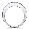 Princess Cut Blue Sapphire Half Eternity Band Ring in Rhodium Plated Sterling Silver