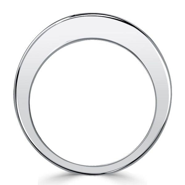 Princess Cut Blue Sapphire Half Eternity Band Ring in Rhodium Plated Sterling Silver