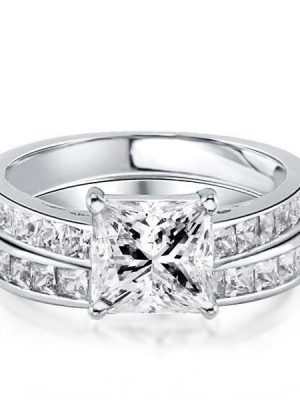 Classic White Sapphire Bridal Set Under 0 - 925 Sterling Silver Wedding Rings