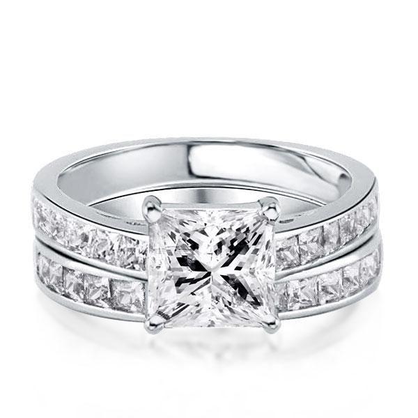 Classic White Sapphire Bridal Set Under 0 - 925 Sterling Silver Wedding Rings