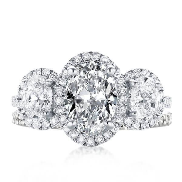 Floral Halo Wedding Ring Set - Sterling Silver & White Sapphire Bridal Set
