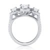 Floral Halo Wedding Ring Set - Sterling Silver & White Sapphire Bridal Set