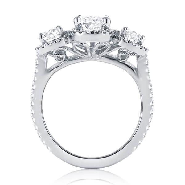 Floral Halo Wedding Ring Set - Sterling Silver & White Sapphire Bridal Set