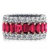Triple Row Two-Tone Garnet Wedding Band in Sterling Silver