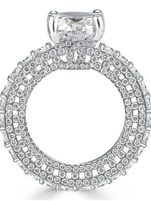 Cushion Cut Engagement Ring 6.50 CT. Center Stone 925 Sterling Silver