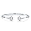 Sterling Silver Halo Round Cut Cluster Cuff Bracelet - 0.48 CTW