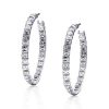 Classic Asscher Cut Hoop Earrings for Women, 2.00 CTW, Sterling Silver