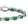 Emerald Tennis Bracelet - Bezel Set Cushion Cut - Sterling Silver