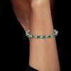 Emerald Tennis Bracelet - Bezel Set Cushion Cut - Sterling Silver