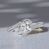 Oval Cut Sterling Silver Bypass Engagement Ring | Travel Wedding Band | 1.47 CTW