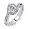 Oval Cut Sterling Silver Bypass Engagement Ring | Travel Wedding Band | 1.47 CTW