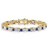Blue Sapphire Tennis Bracelet for Women in 925 Sterling Silver with Oval and Round Cuts