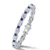 Blue Sapphire Tennis Bracelet for Women in 925 Sterling Silver with Oval and Round Cuts